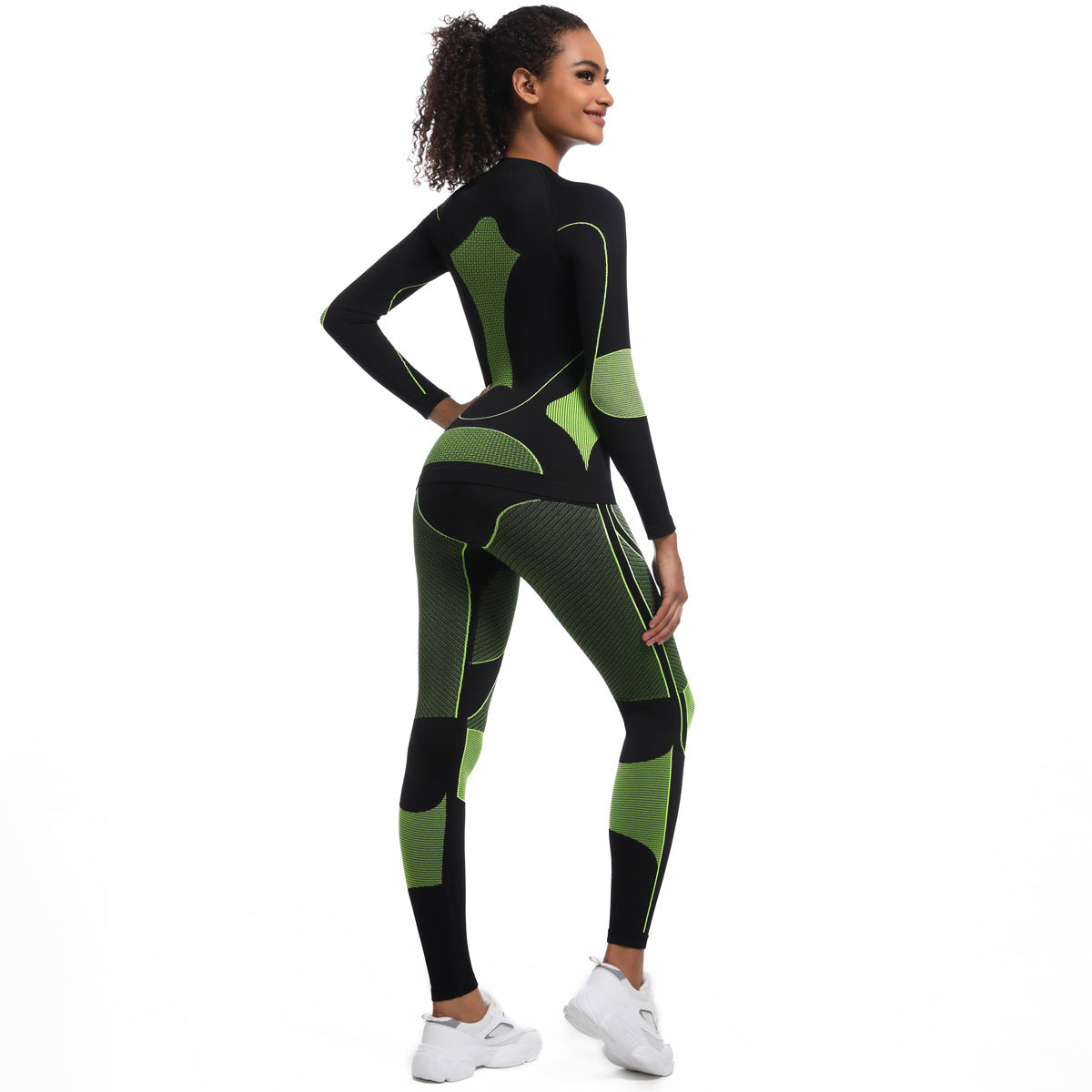 Seamless High-Stretch Long Sleeve Ski & Yoga Set for Women