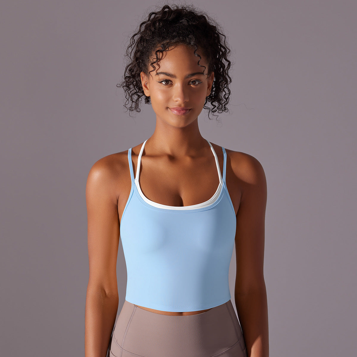 Double-Layer Cross-Back Yoga Bra