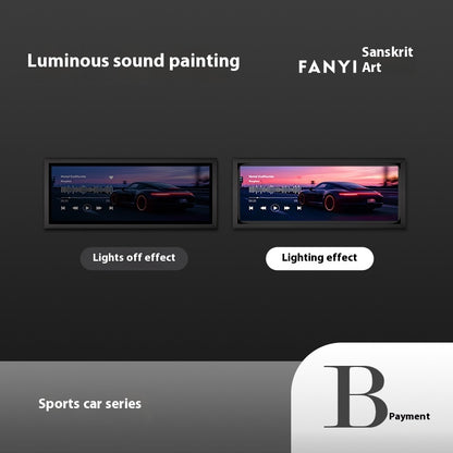 Luxury aluminum car decal lamp-led sound bar & ambient light for Office/PC desk, racing car Wall art decor