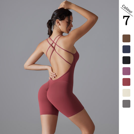 Peach-Lift High-Stretch Bodysuit – Cross Back Activewear