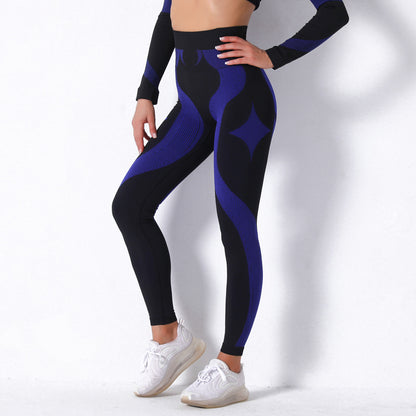 Seamless Knit Breathable Stripe Yoga Leggings – Moisture-Wicking Fit