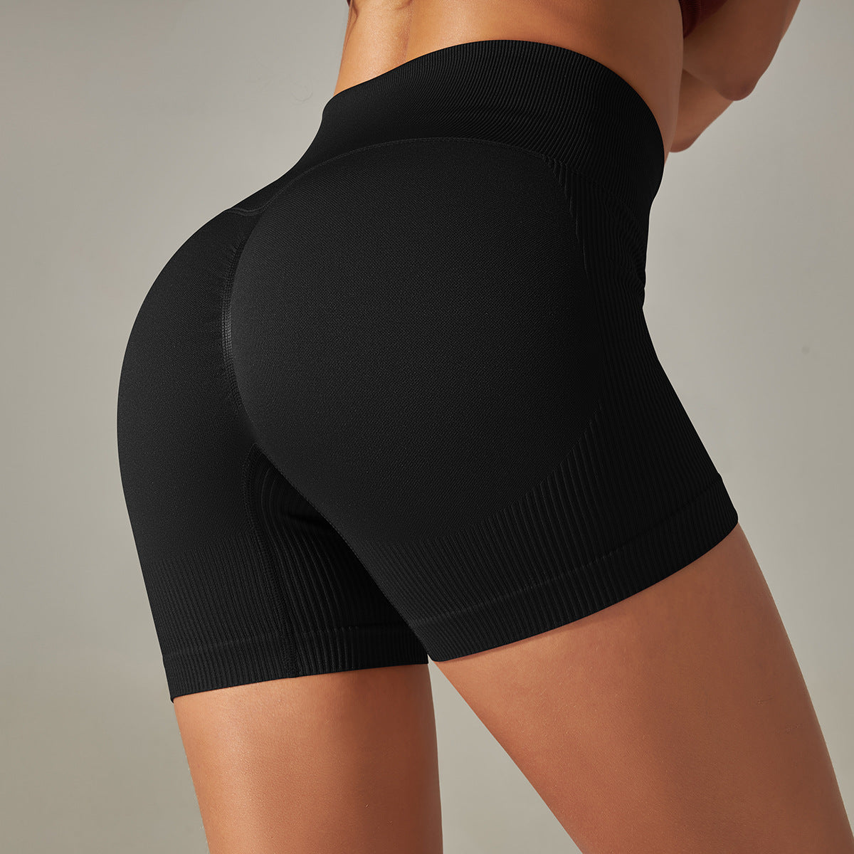 Seamless Ribbed Peach Lift Yoga Shorts – 3-Inch Activewear