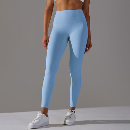 Seamless Double-Brushed Barely-There Yoga Leggings – High-Waist Peach Lift