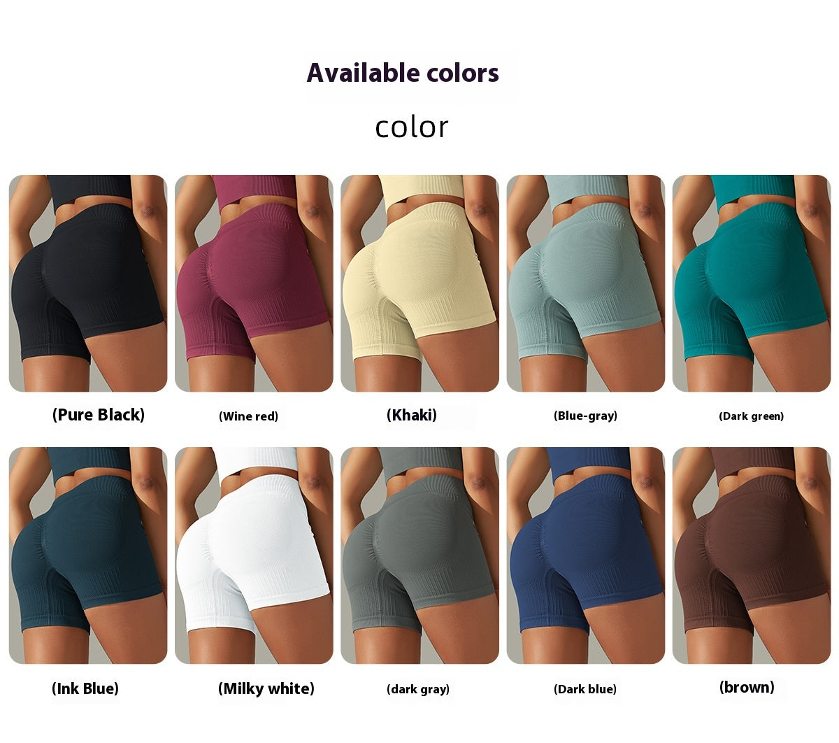 Seamless Ribbed High-Waist Peach Lift Yoga Shorts – 3-Inch Fit