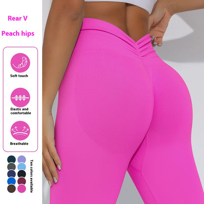 Seamless V-Waist High-Waist Peach Lift Yoga Leggings – 9/10 Length