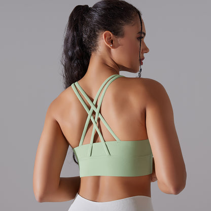 Double-Brushed Cross-Back Shockproof Sports Bra