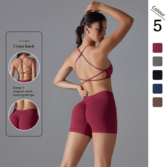 Seamless Cross-Back Yoga Set – 2-Piece Sports Bra & Leggings