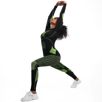 Seamless High-Stretch Long Sleeve Ski & Yoga Set for Women