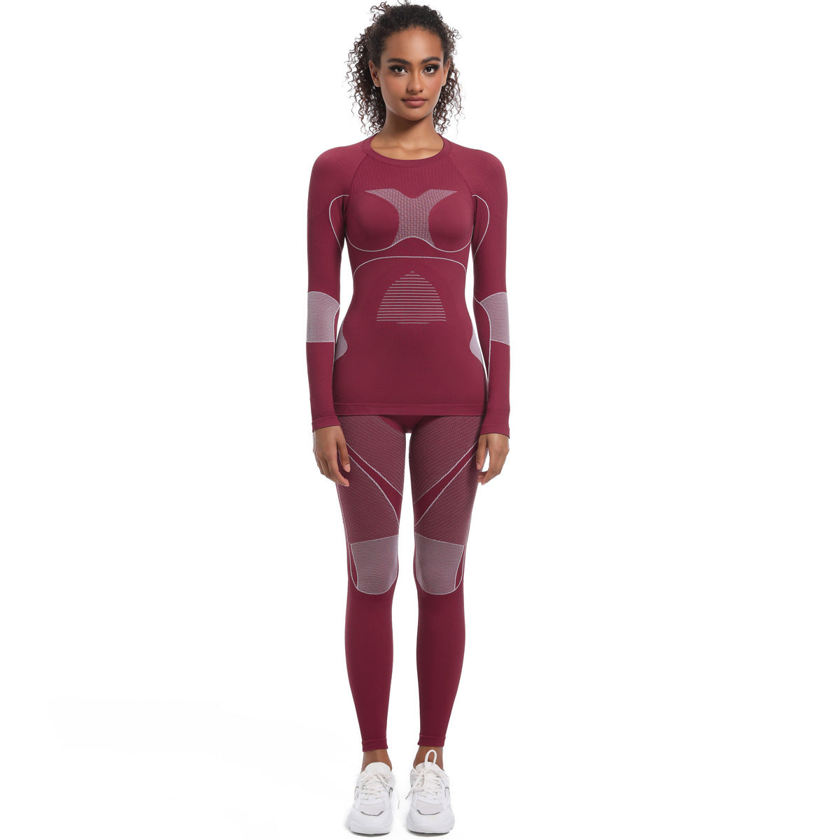 Seamless High-Stretch Long Sleeve Ski & Yoga Set for Women