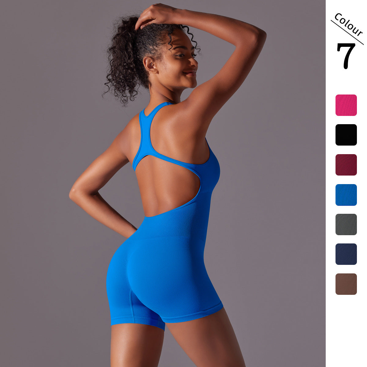 Fitted Solid Color Bodysuit – Breathable Backless Yoga Wear