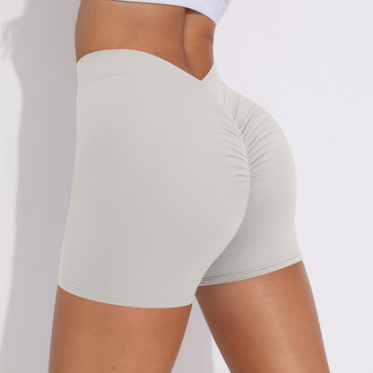 V-Waist Ruched Peach Lift Yoga Shorts for Women