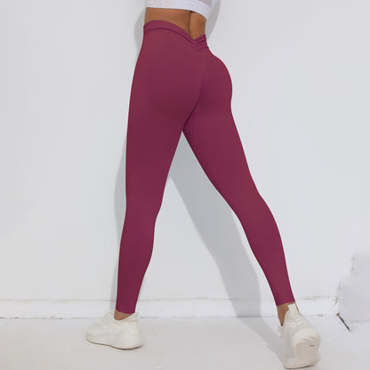 Seamless V-Waist High-Waist Peach Lift Yoga Leggings – 9/10 Length