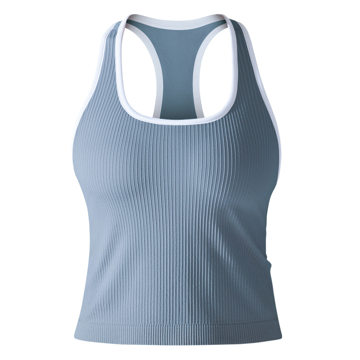 Ribbed High-Stretch Longline Sports Tank