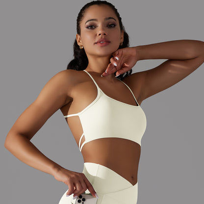 Brushed Nylon Cross-Back Sports Bra