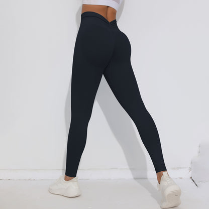 Seamless V-Waist High-Waist Peach Lift Yoga Leggings – 9/10 Length