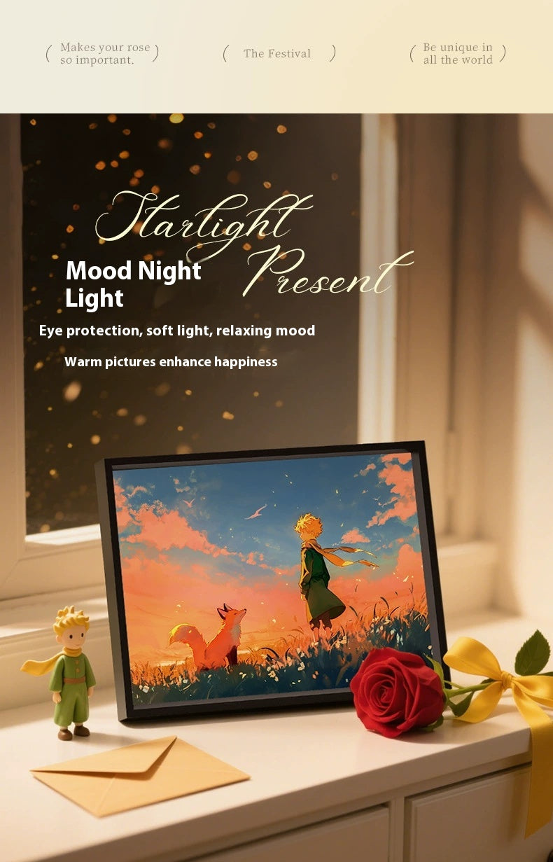 The Little Prince Sound & Light Wall Art – Animated Cartoon Lamp for Kids Birthday Gift, Girls' Room Decor