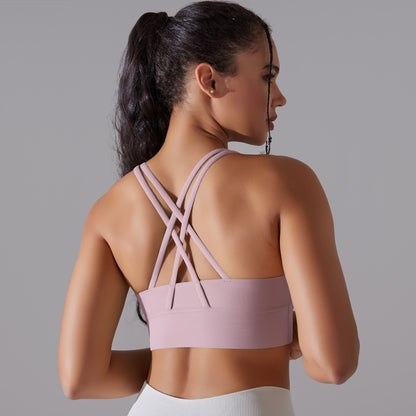 Double-Brushed Cross-Back Shockproof Sports Bra