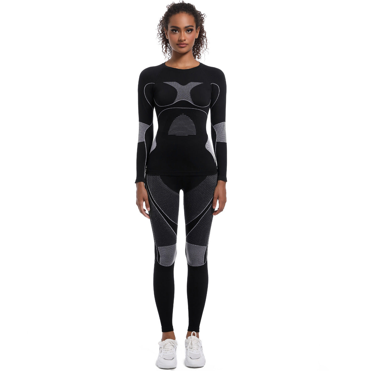 Seamless High-Stretch Long Sleeve Ski & Yoga Set for Women