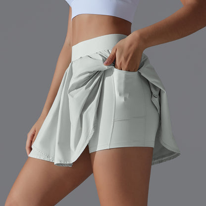 Double-Layer Tennis Skirt with Pockets – High-Stretch & Tight Fit